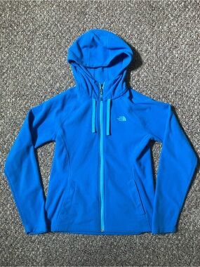 North Face Fleece Womens Small Blue Hooded Full Zip Lightweight Pockets